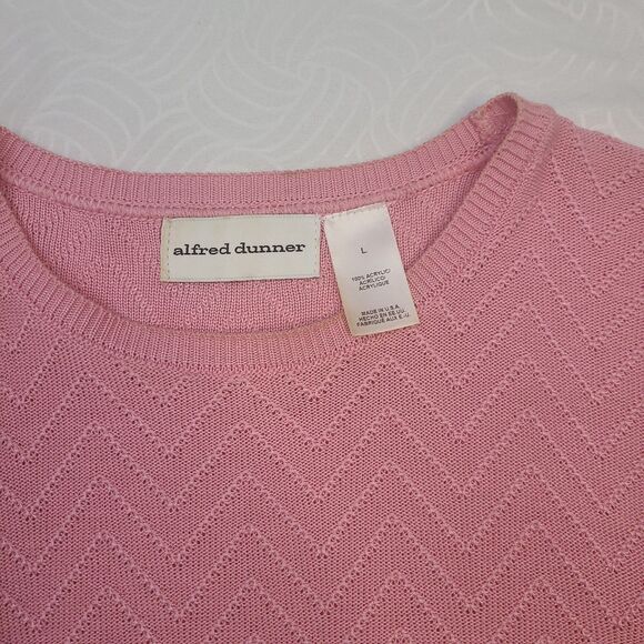 Alfred Dunner short-sleeve pink chevron knit sweater Size L - Picture 3 of 3